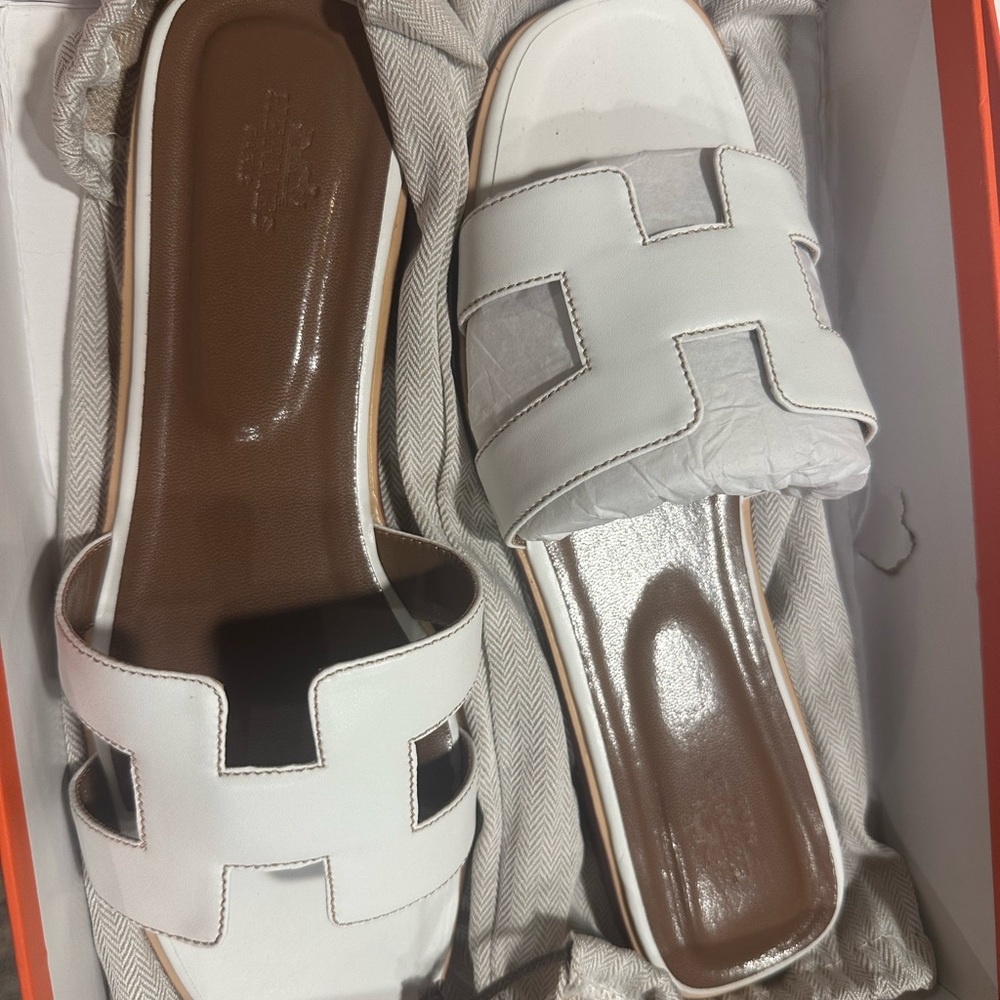 Hermes White Sandals
